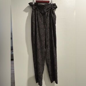 Express Paperbag Waist Pants – Size 12R – Black & White Dot Print